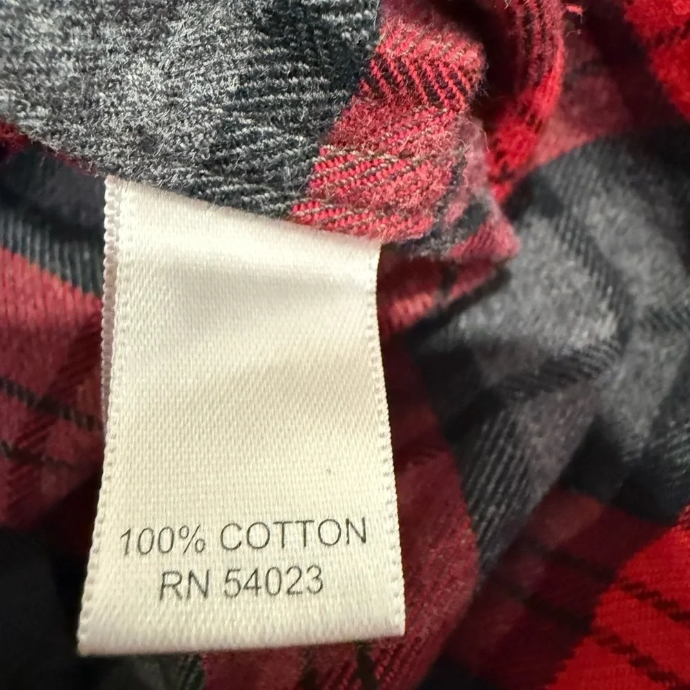 Banana Republic Shirt Plaid Flannel 100% Cotton Button Down Red Gray Size Large
